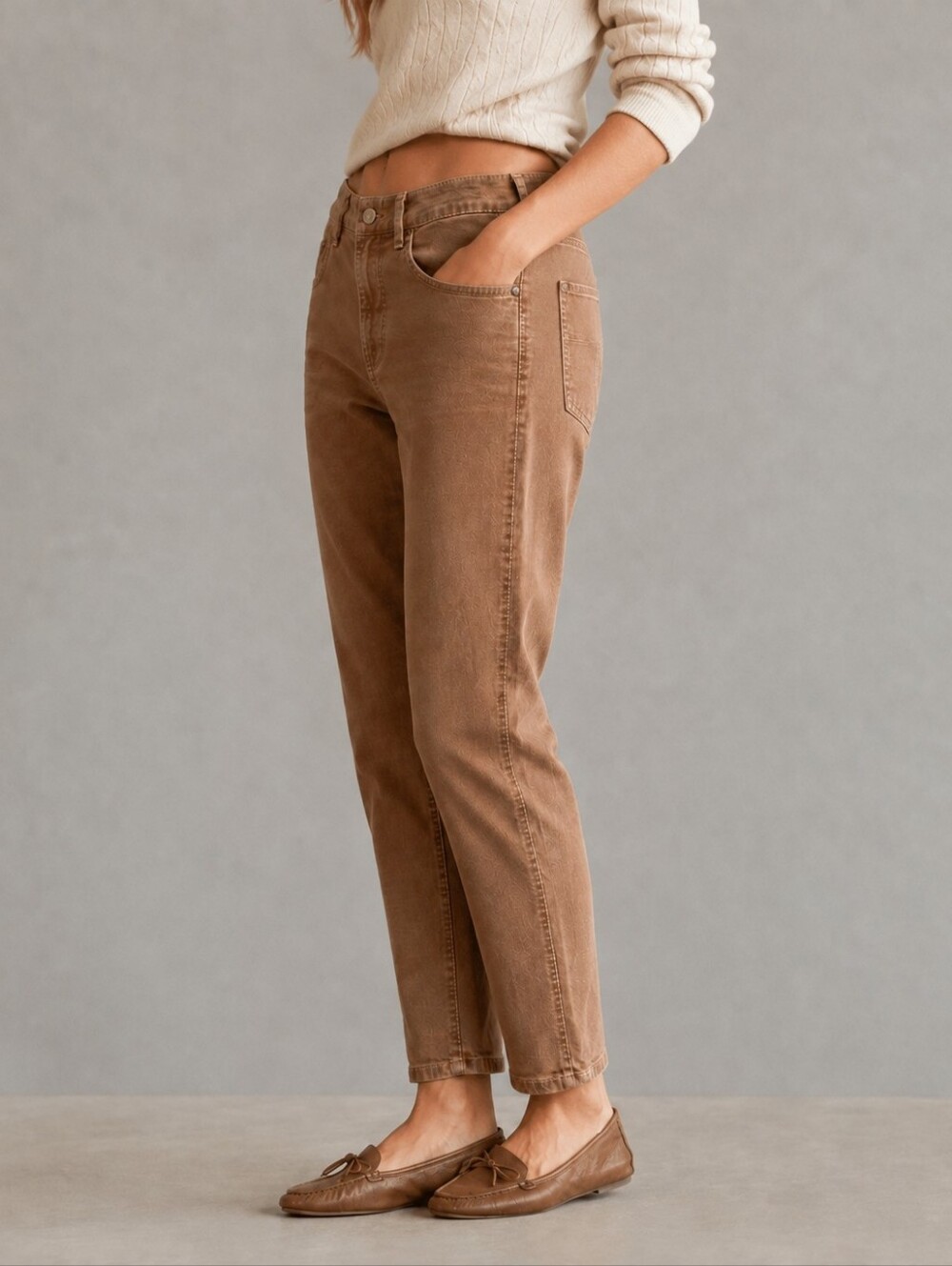 Lois River High Retro Straight Brown Jeans Made In Spain Womens Size 27